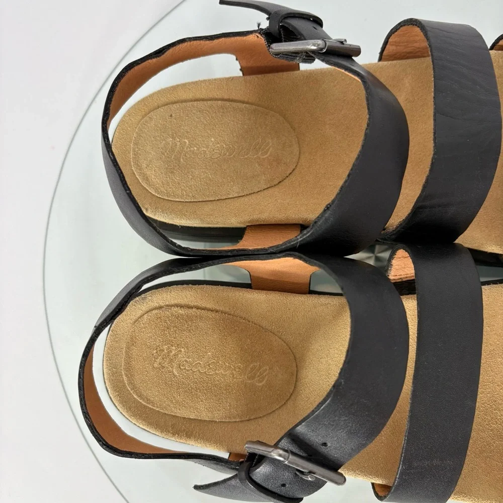MADEWELL The Addie Leather Ankle Strap Sandals Lug Sole Black Size 9 - Picture 6 of 10